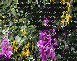 pixelated blooming flowers