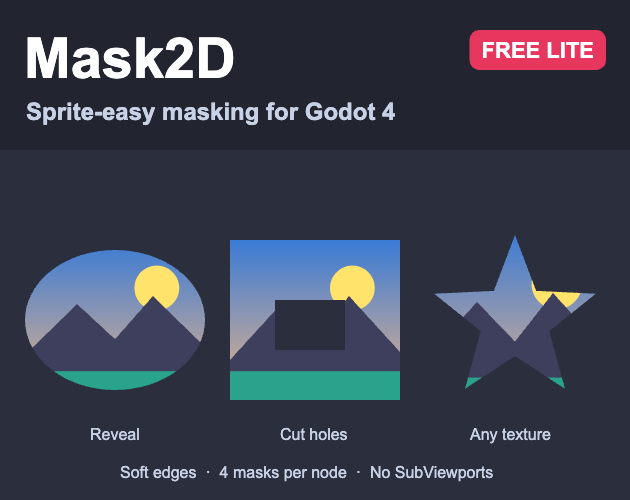 Cover image for Mask2D Lite: free masking for Godot 4
