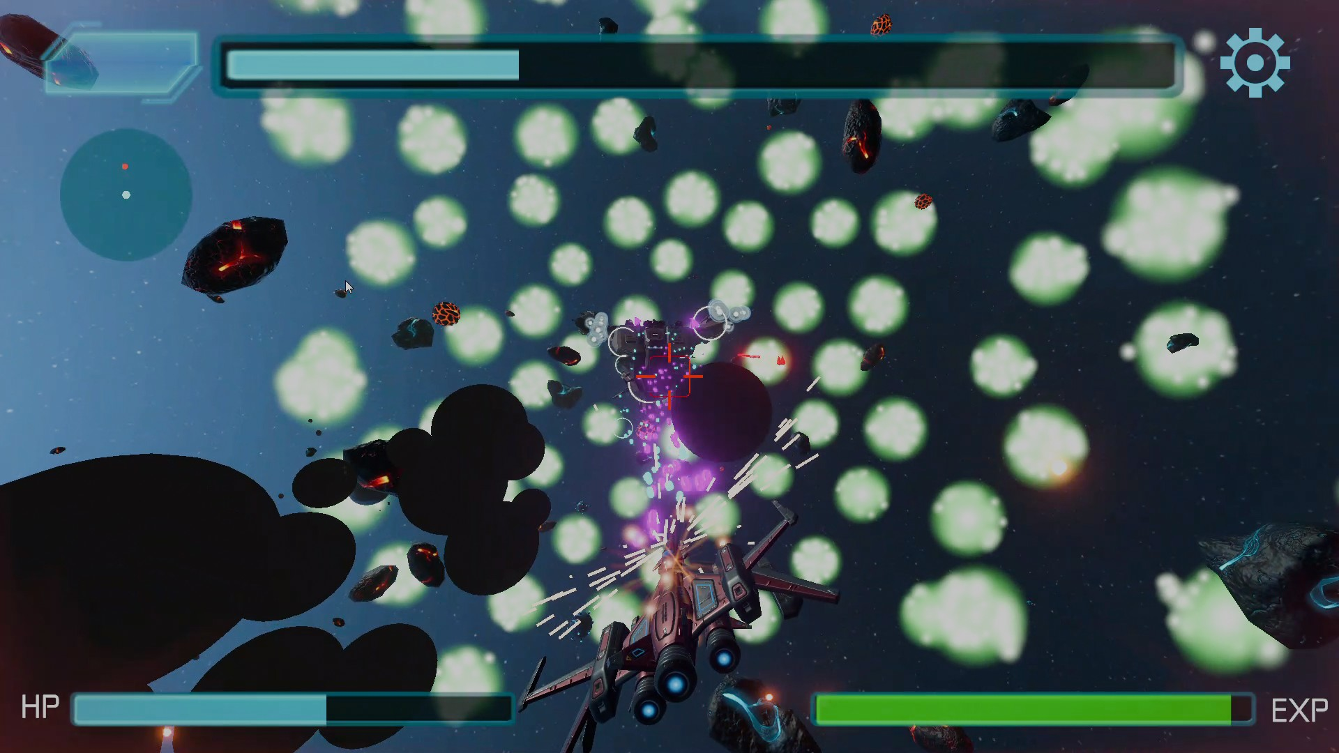 Player fighting through a boss barrage