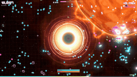 Flying through a swarm round the black hole in Ember Reach