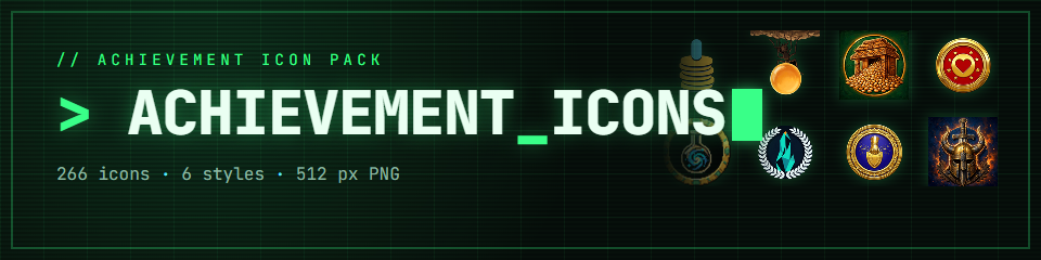 Icons - 266 Achievements & Badge Icons, 6 Styles