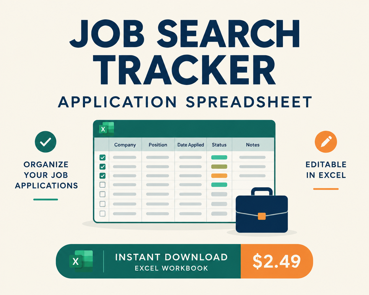 Cover image for Job Search Tracker Spreadsheet