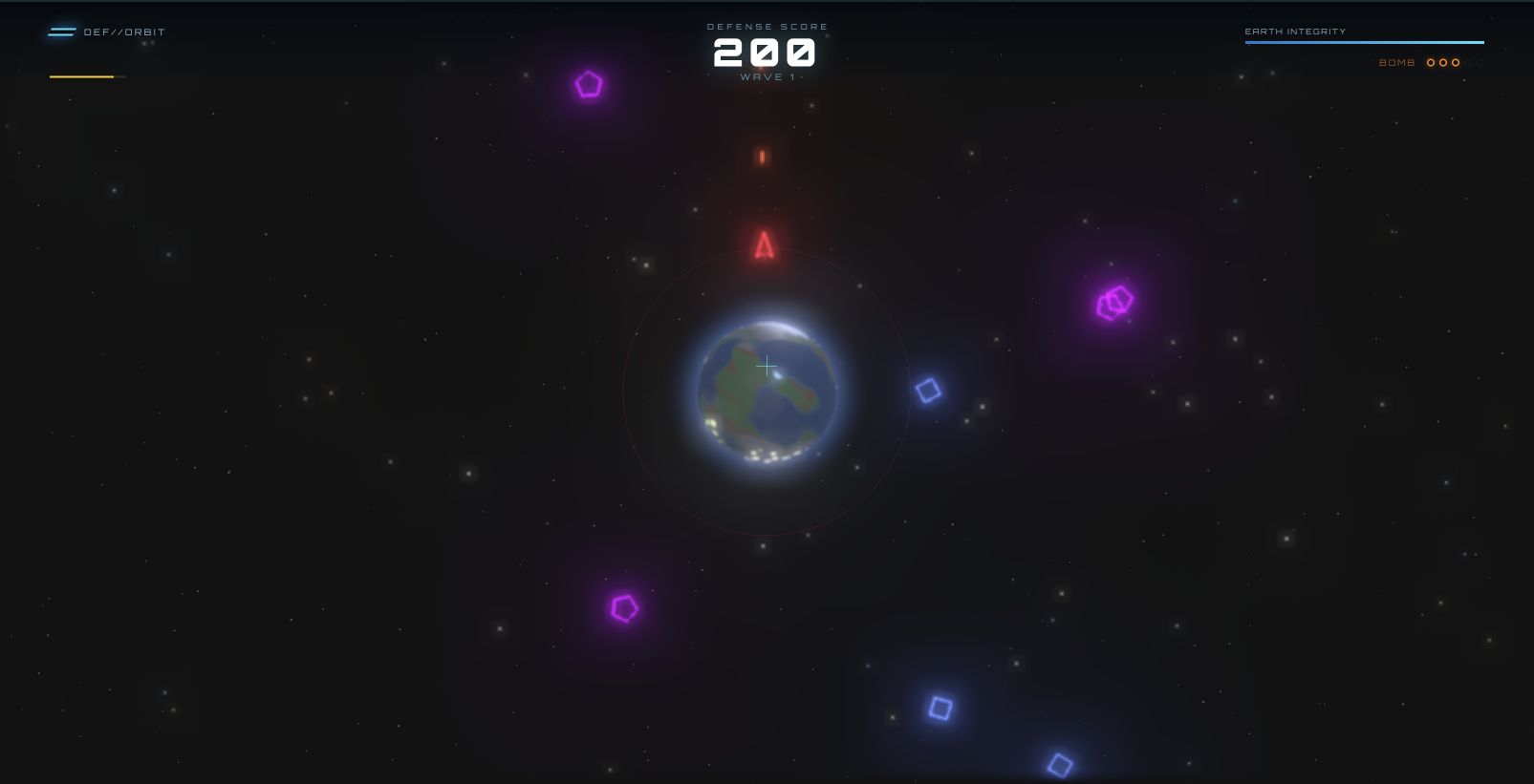 DefOrbit gameplay with the original Earth rendering