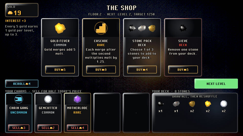 Buying Charms and building a stone deck