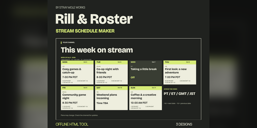 Cover image for Rill & Roster — Stream Schedule Maker