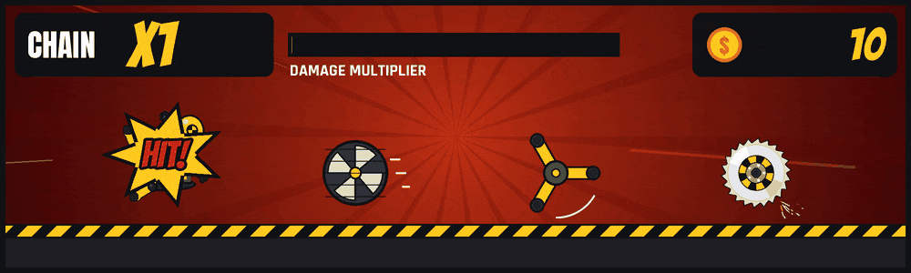 Combo chain: dummy bouncing between traps, chain multiplier and coins rising