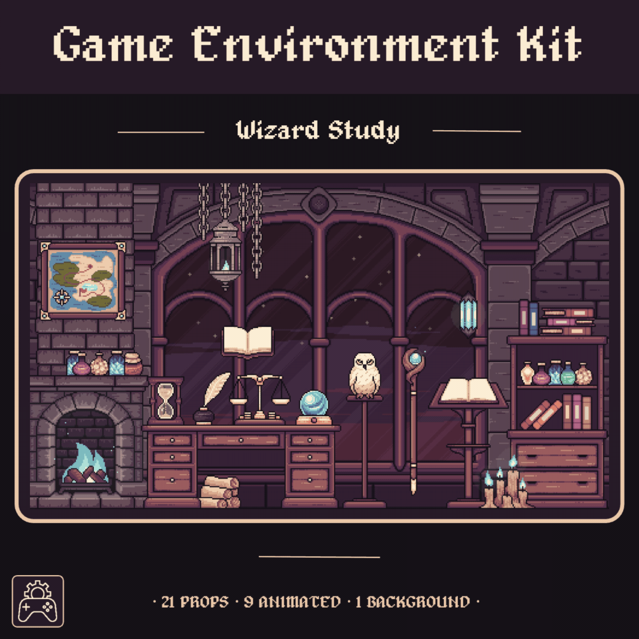 🧙‍♂️ Wizard Study 🧙‍♂️ - Pixel Game Environment Kit