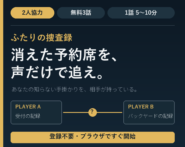Cover image for ふたりの捜査録｜2人協力推理ゲーム