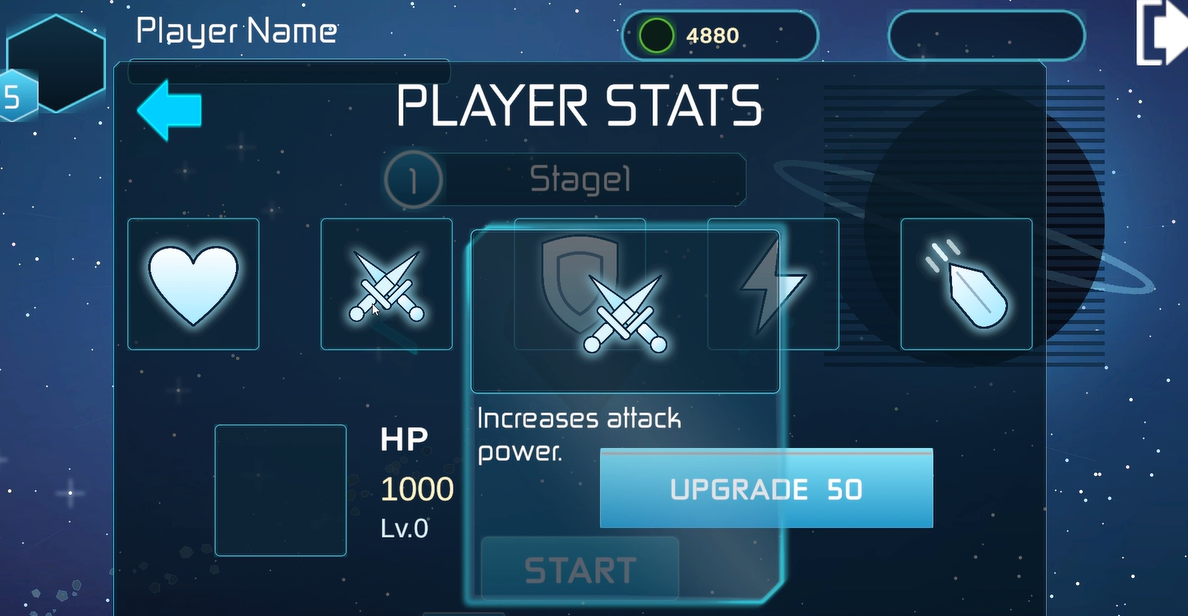 Player stat upgrades in the lobby