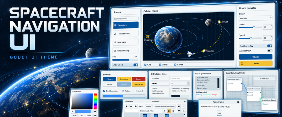 Spacecraft Navigation UI - Godot UI Theme
