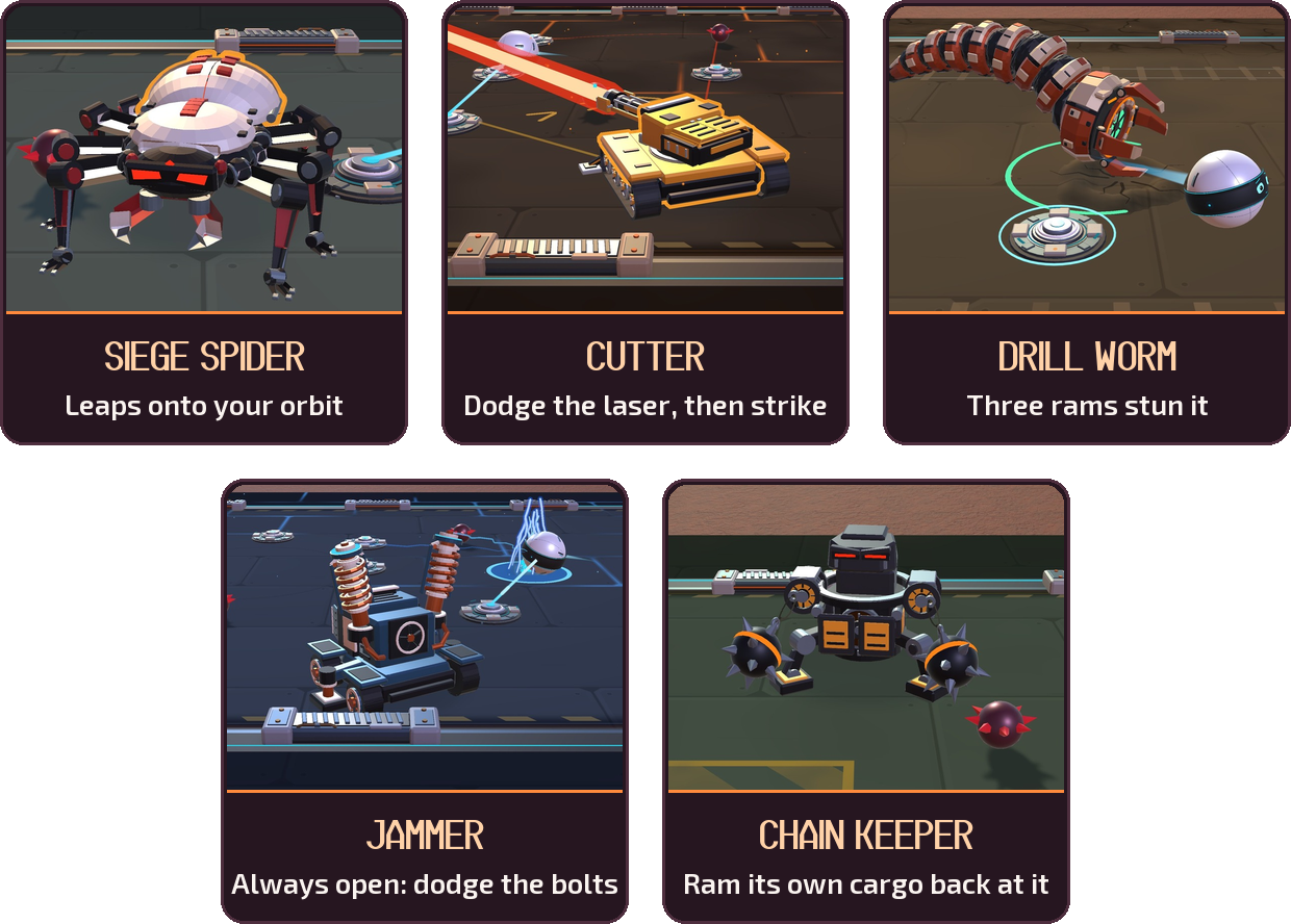 Siege Spider, Cutter, Drill Worm, Jammer and Chain Keeper