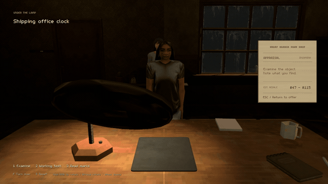 Animated gameplay: inspecting an item