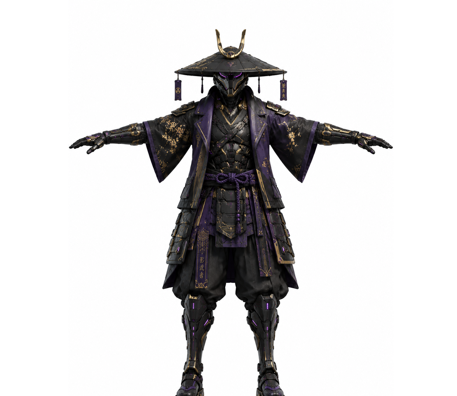 [FREE] Rigged Stylized Golden Black Samurai Robot Character by DullMesh