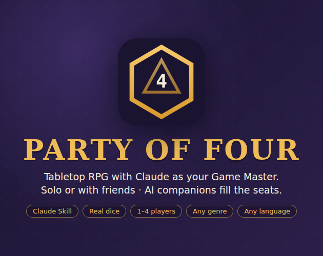 Party of Four - AI Game Master for Claude, solo or with friends