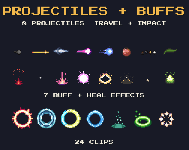 2D VFX Sprite Sheets - 37 Animated Effects (Explosions, Magic, Slashes ...