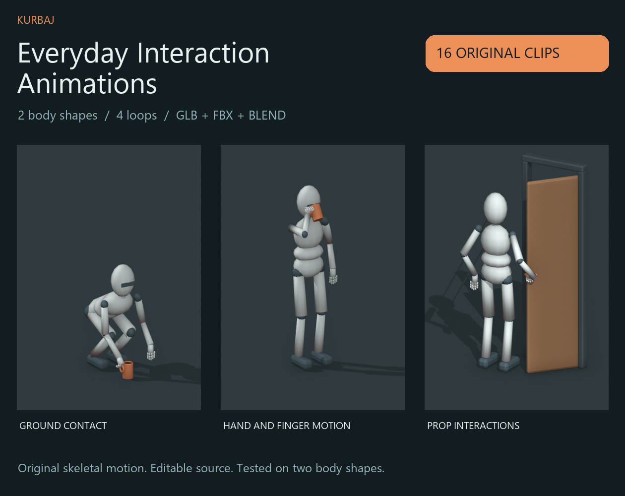 3D Everyday Interaction Animations for Godot and Unity by Kurbaj