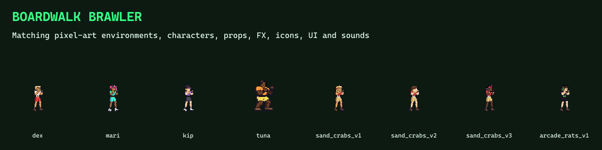 Boardwalk Brawler Bundle - Complete 80s Pixel Art Game Kit