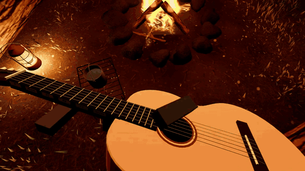 Playing guitar by the fire