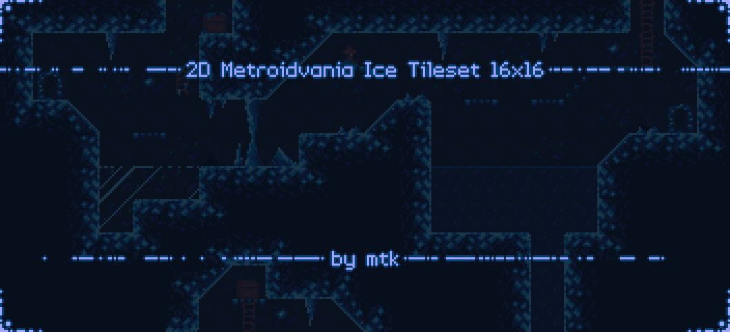 2D Metroidvania Ice Tileset 16x16