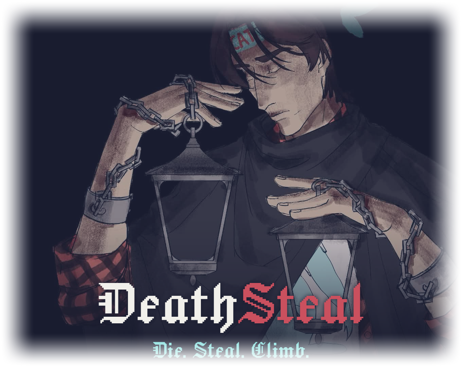 DeathSteal key art: the hero holding two chained lanterns