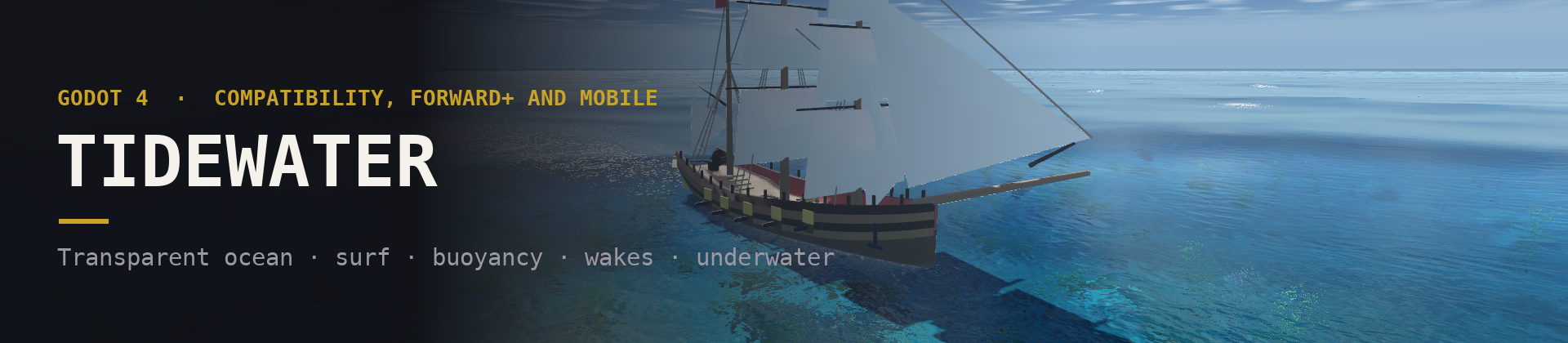 Tidewater - Godot 4 Ocean: Surf, Buoyancy, Wakes, Underwater