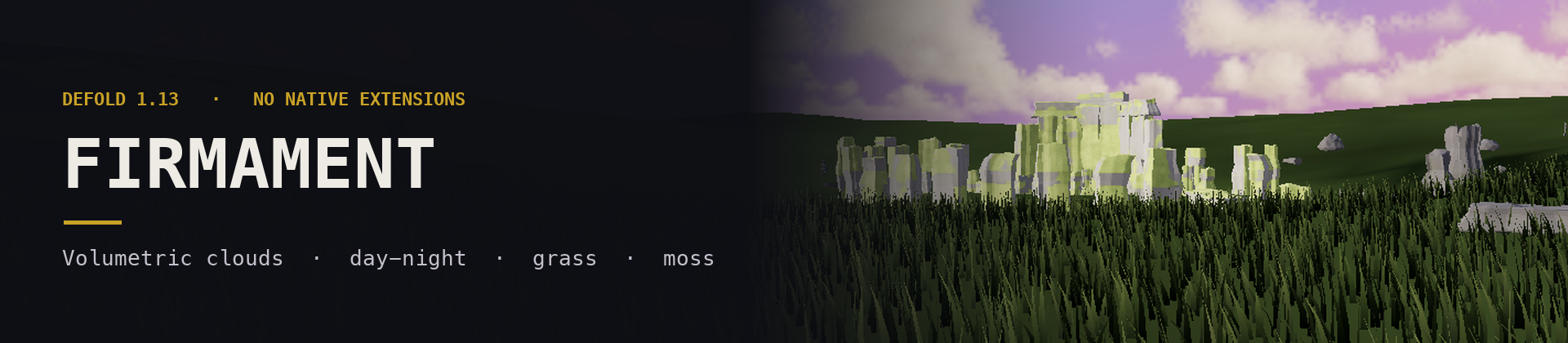Firmament - Defold Volumetric Sky, Grass & Moss: Day-Night Cycle, Weather, Hills