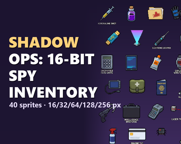Shadow Ops: 16-Bit Spy Inventory by Boxs.Me