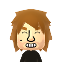 Mii avatar with longer brown hair smiling