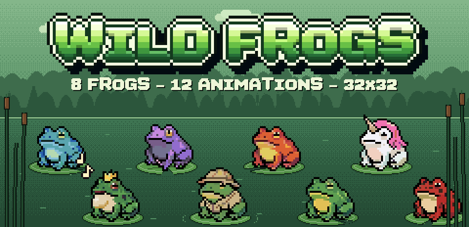 Wild Frogs - 8 Animated Frogs | 32x32