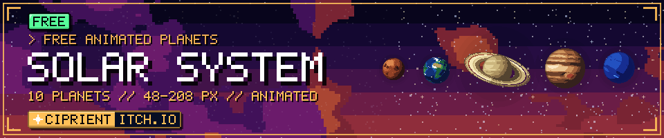 Free Pixel Solar System – 10 Animated Planets