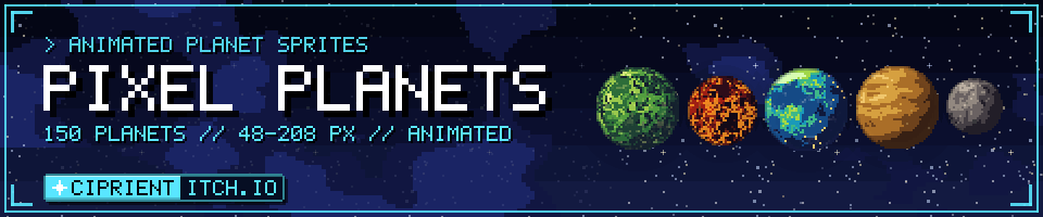 Pixel Planets – 150 Animated Planet Sprites