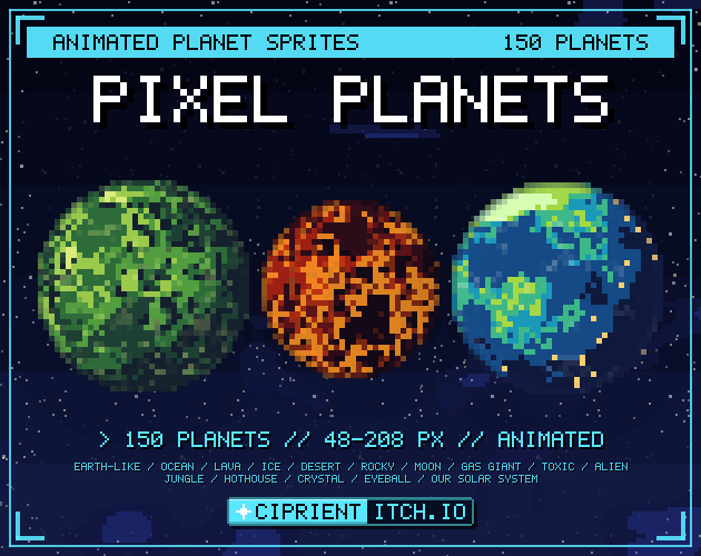 Pixel Planets – animated pixel art pack by CipriEnt