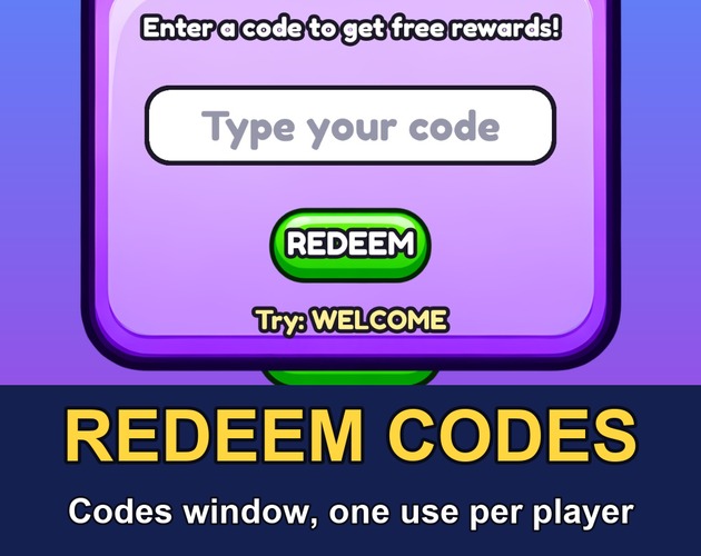 Redeem Codes System: Codes UI + DataStore (Roblox) by AssetsFactory
