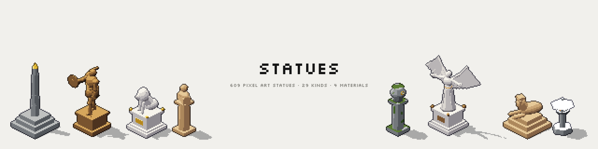STATUES — Pixel Art Asset Pack, 609 statues