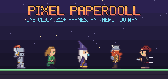 Pixel Paperdoll heroes attacking