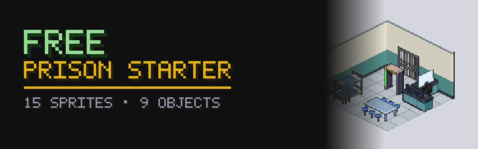Isometric Prison Starter: 15 Free Sprites (9 Objects + Room Set)