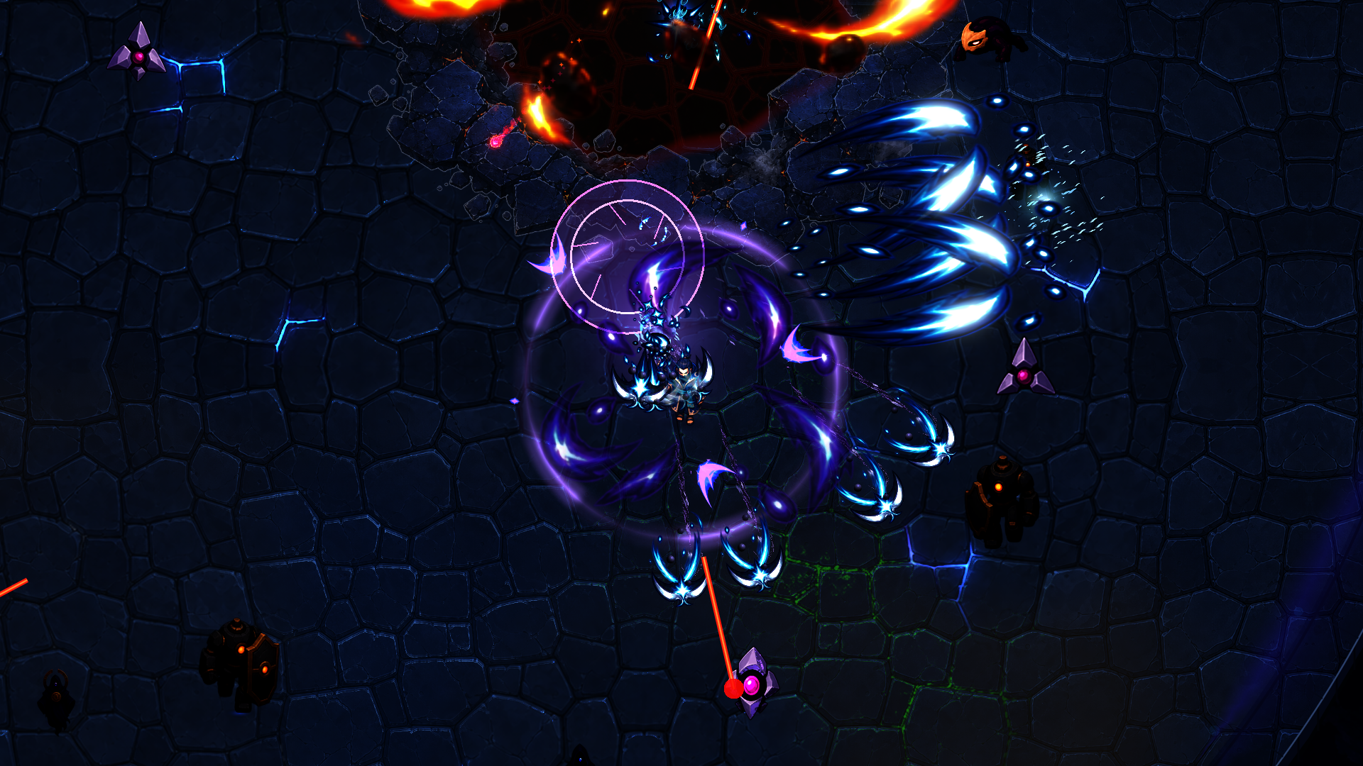 SLICKWAVE spellstorm gameplay during a late wave