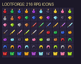 LootForge – 216 Pixel-Art RPG Item Icons (16x16) cover