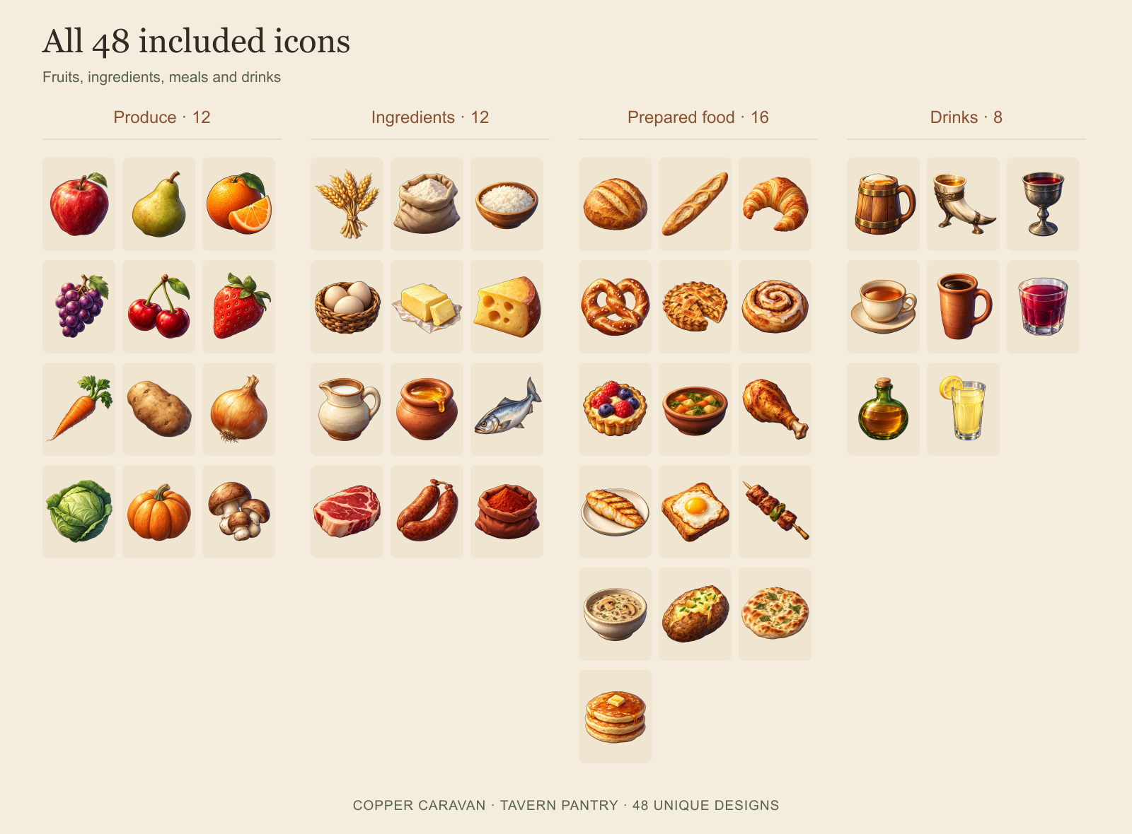 Tavern Pantry — Fantasy Food & Cooking Icons by Copper Caravan
