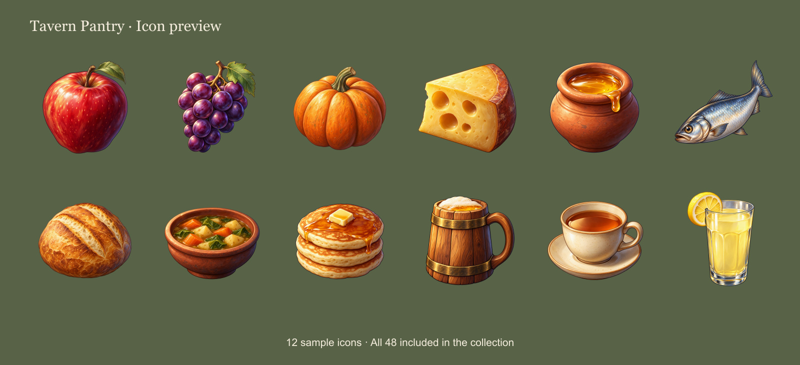 Tavern Pantry — Fantasy Food & Cooking Icons by Copper Caravan