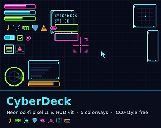 CyberDeck — Neon Sci-Fi Pixel UI & HUD Kit cover