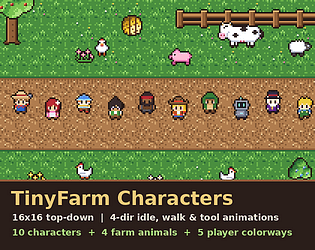 TinyFarm Characters — 16x16 Top-Down Character Pack cover