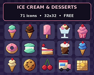 Free Pixel Ice Cream & Dessert Shop Icons (32x32)