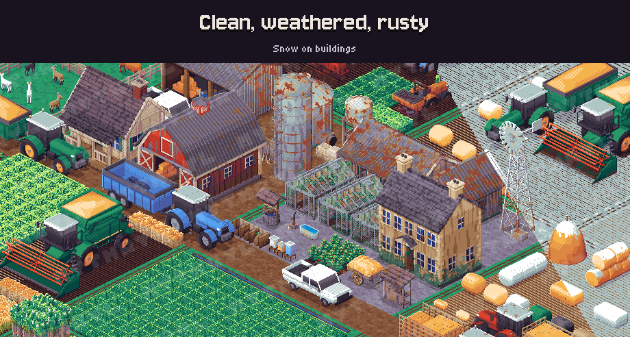 Clean, weathered, rusty, snow