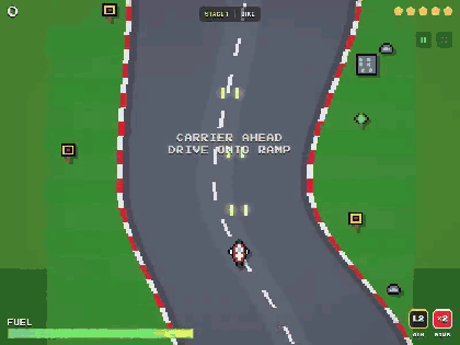Riding the highway on a motorbike, driving onto the carrier's lit ramp and coming out as a super car