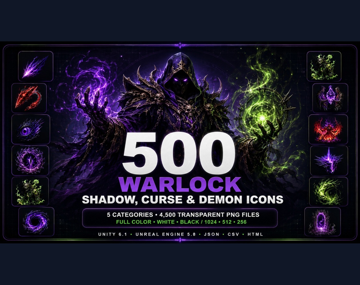 500 Warlock Skill Icons - RPG Abilities & Spells by Cobalt Graphics