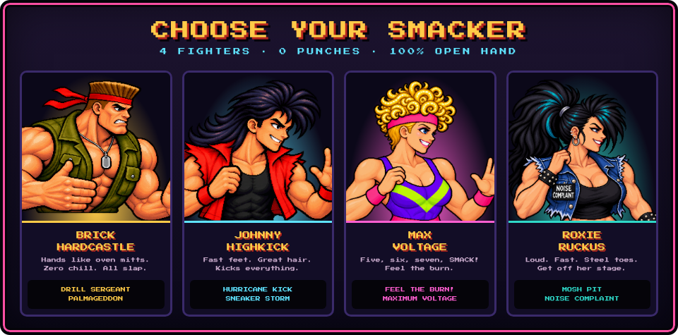Choose your smacker: Brick, Johnny, Max and Roxie