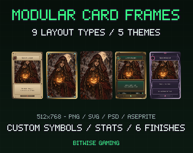 Modular Card Frames — 9 Layout Types, Symbols & Shaders by Bitwise Gaming