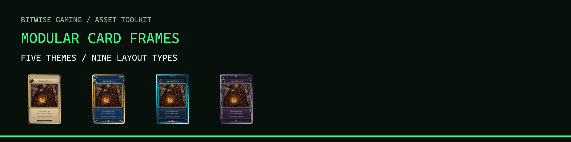 Modular Card Frames — 9 Layout Types, Symbols & Shaders