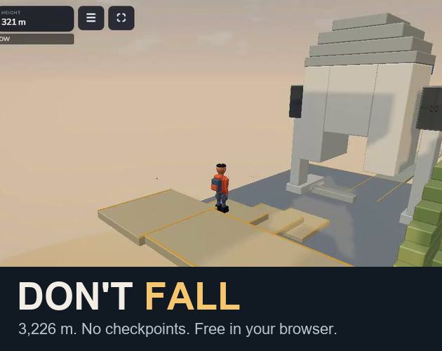 Why Don't Fall has no checkpoints - Don't Fall by hatchworks